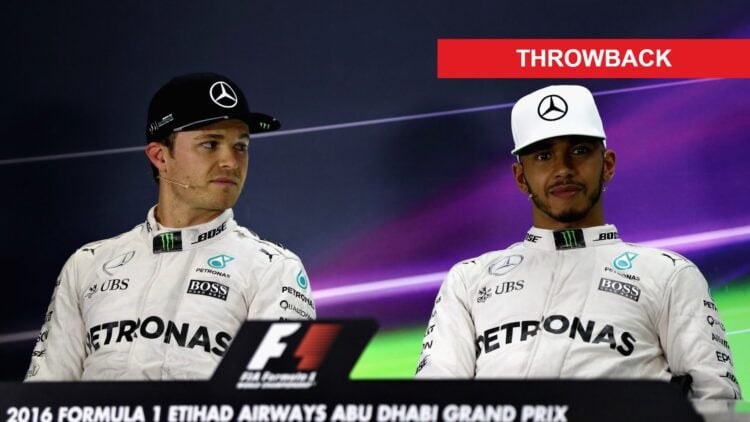 Nico Rosberg and Lewis Hamilton of Mercedes at the 2016 Abu Dhabi Grand Prix