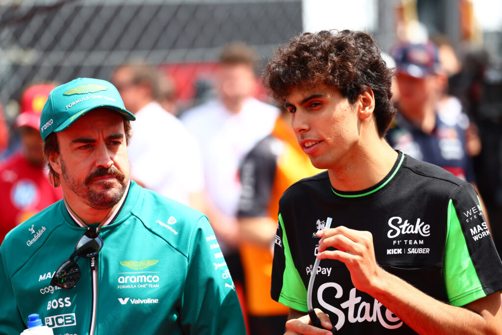 Fernando Alonso and Gabriel Bortoleto speaking at the 2025 Formula 1 Hungarian Grand Prix