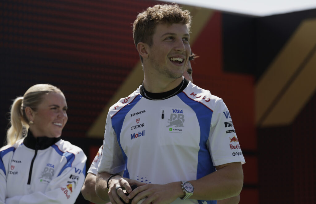 Racing Bulls driver Liam Lawson walking through the paddock at the 2025 Formula 1 Mexico City Grand Prix