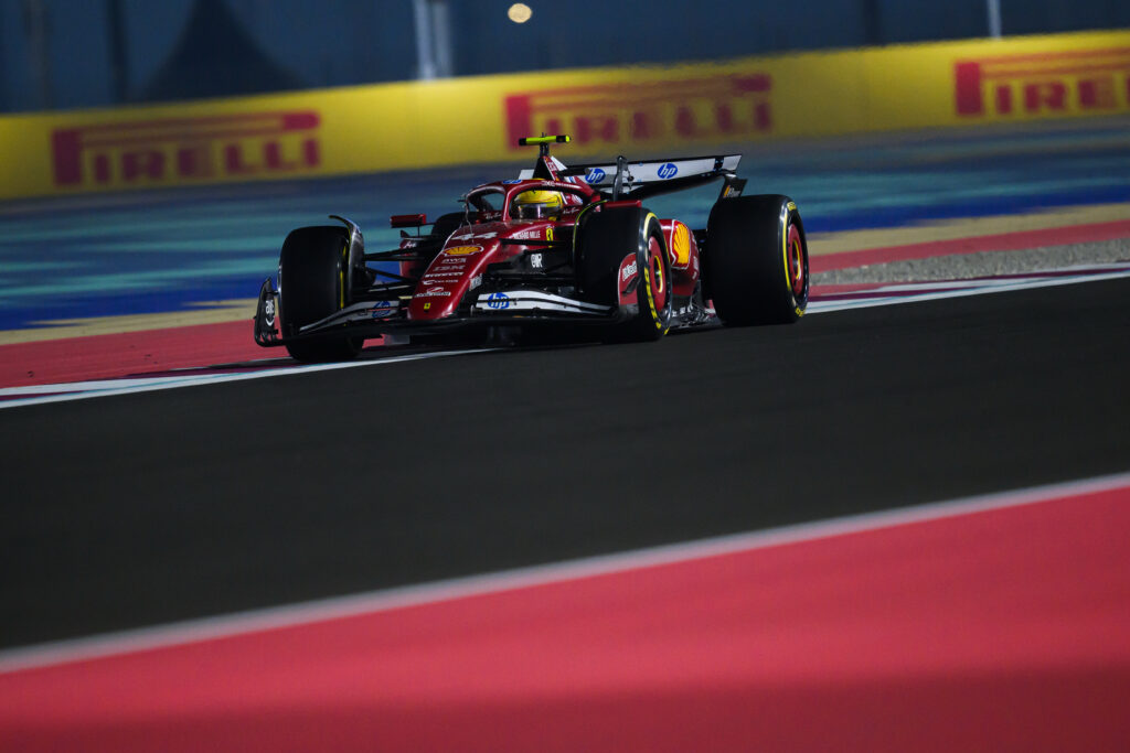 Ferrari driver Lewis Hamilton racing at the 2025 Formula 1 Qatar Grand Prix