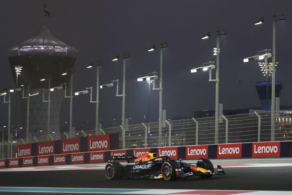 Red Bull driver Max Verstappen on track during practice at the 2025 F1 Abu Dhabi Grand Prix