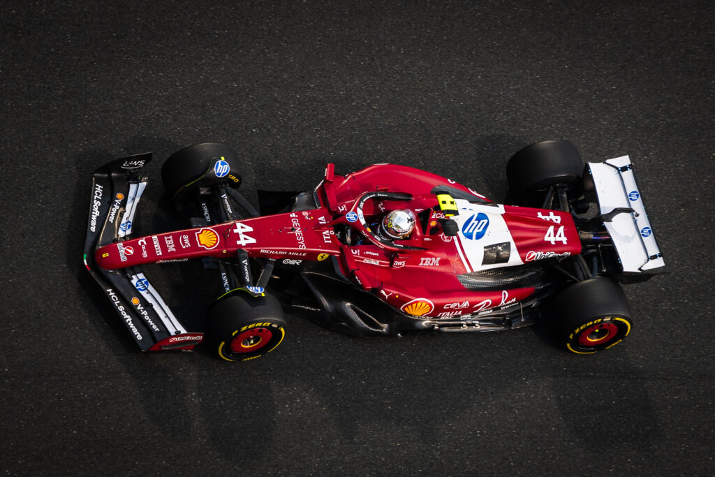Ferrari driver Lewis Hamilton on track during practice at the 2025 F1 Abu Dhabi Grand Prix