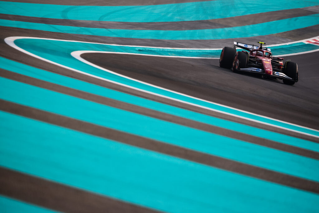 Ferrari driver Lewis Hamilton on track during practice at the 2025 F1 Abu Dhabi Grand Prix