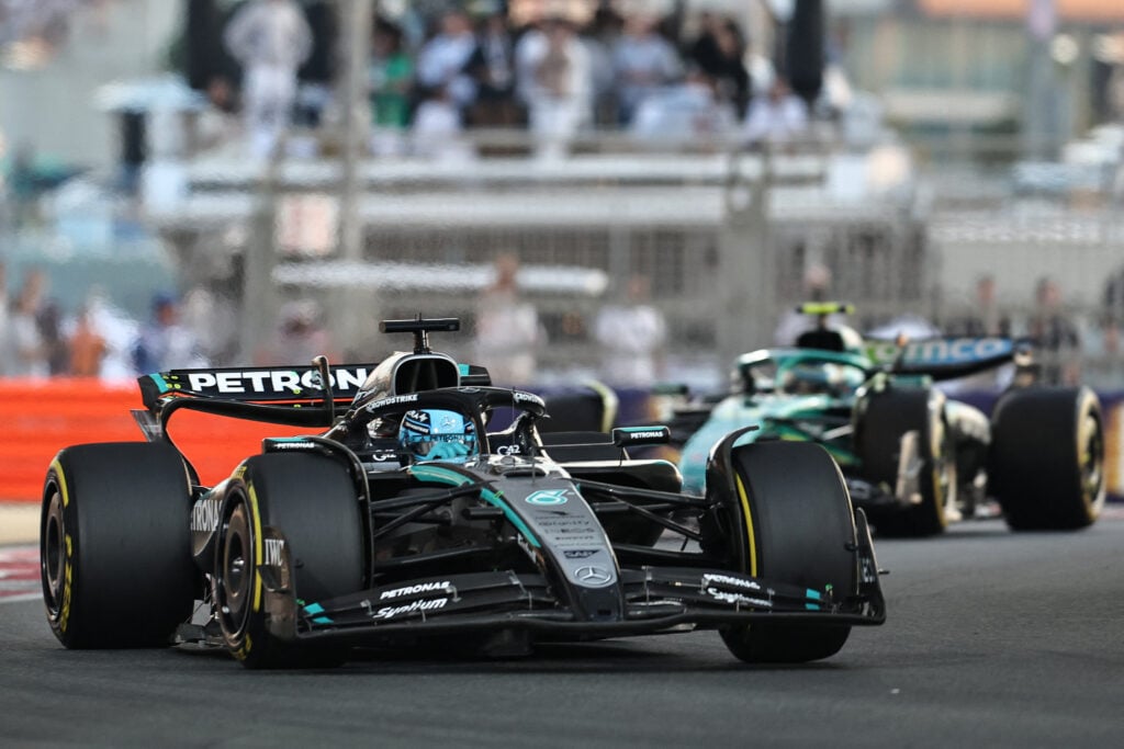 Mercedes driver George Russell on track during the 2025 F1 Abu Dhabi Grand Prix