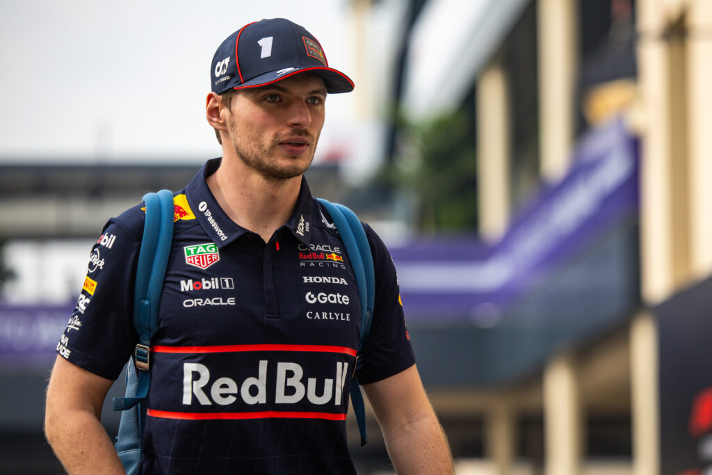 Max Verstappen of Red Bull in the paddock at the 2025 Abu Dhabi Grand Prix
