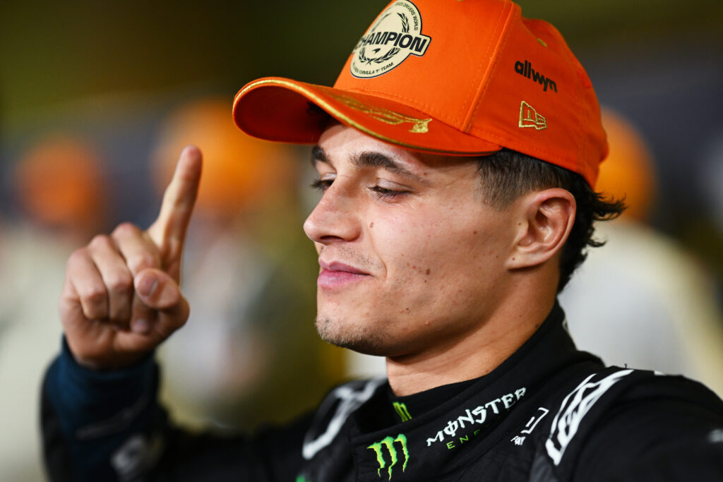 Lando Norris celebrates the 2025 F1 championship at the Abu Dhabi Grand Prix