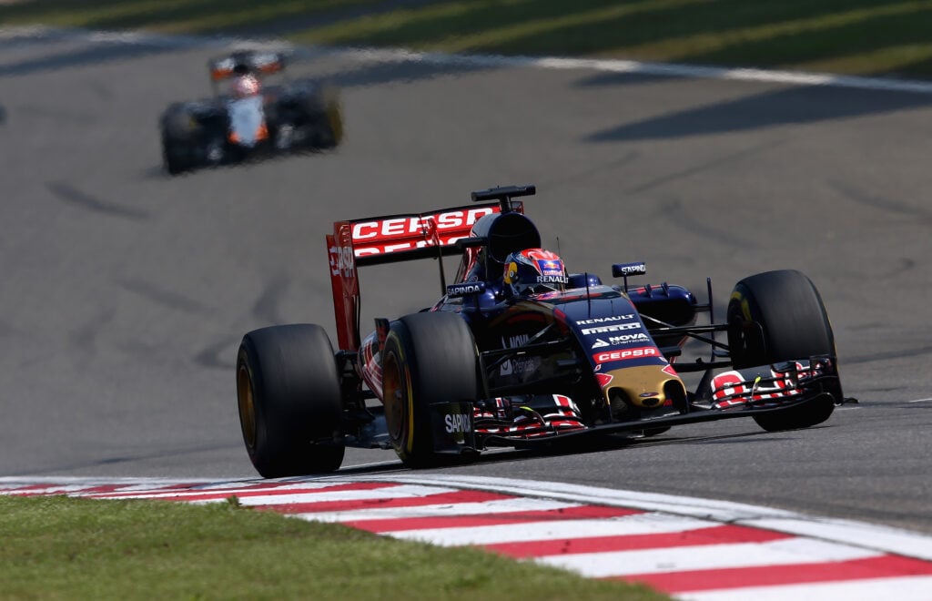 Toro Rosso driver Max Verstappen racing at the 2015 Formula 1 Chinese Grand Prix
