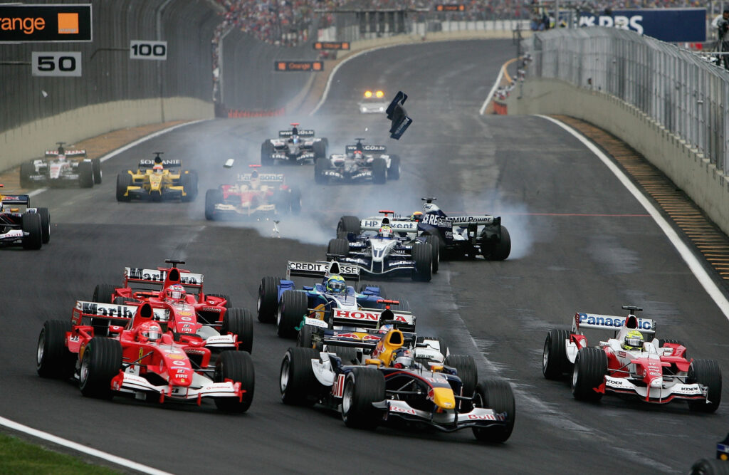 Williams driver Antonio Pizzonia spinning at the 2005 Brazilian Grand Prix