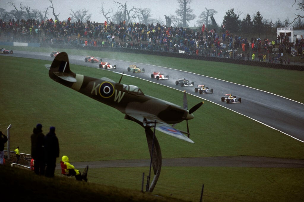 Alain Prost, Damon Hill, Karl Wendlinger, Ayrton Senna at the start of the 1993 Formula 1 European Grand Prix