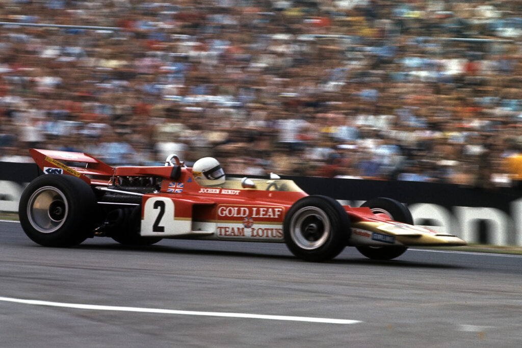 Jochen Rindt driving his Lotus F1 car in the 1970 Grand Prix Of Germany at the Nurburgring.