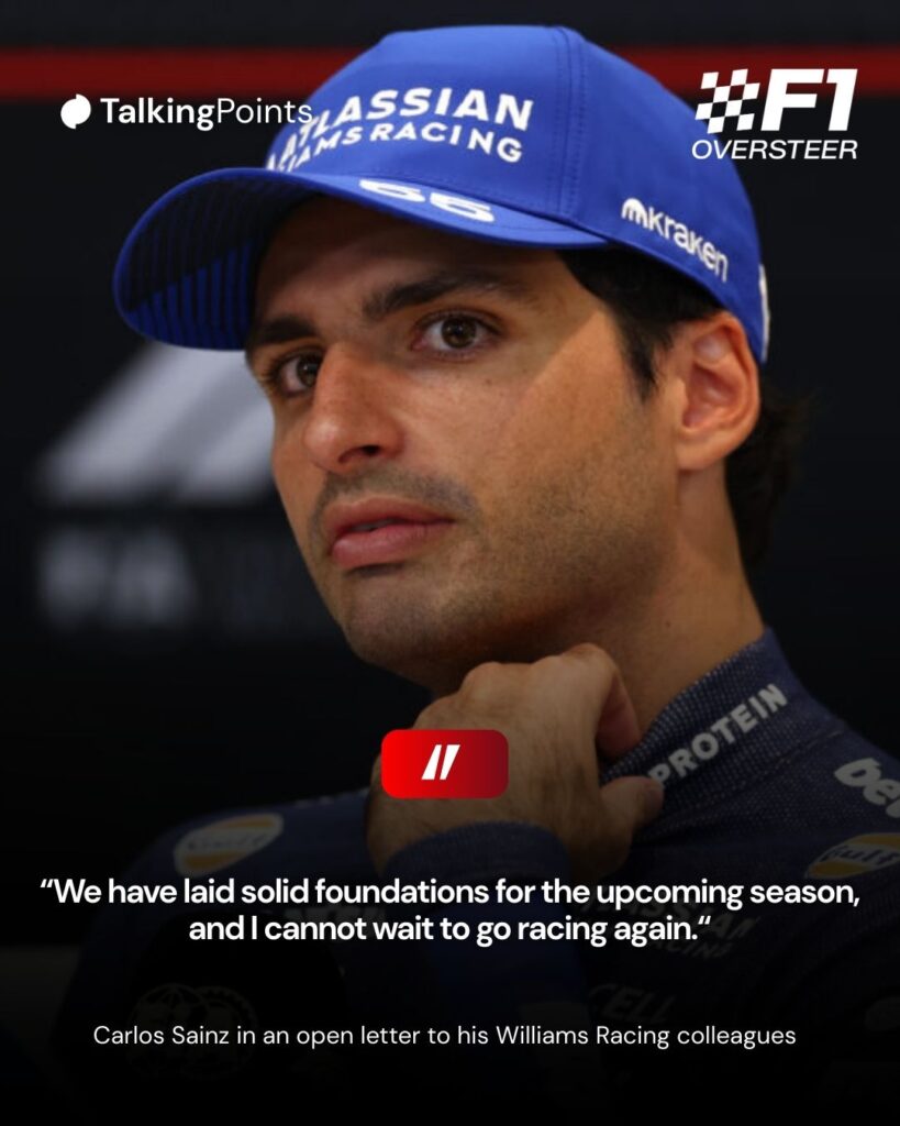 Williams driver Carlos Sainz sitting in a press conference at the 2025 Formula 1 Qatar Grand Prix