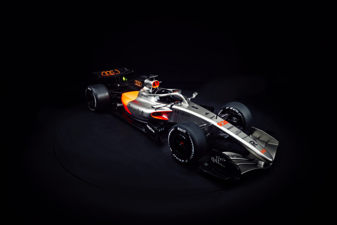 Studio shot of Audi's 2026 F1 car
