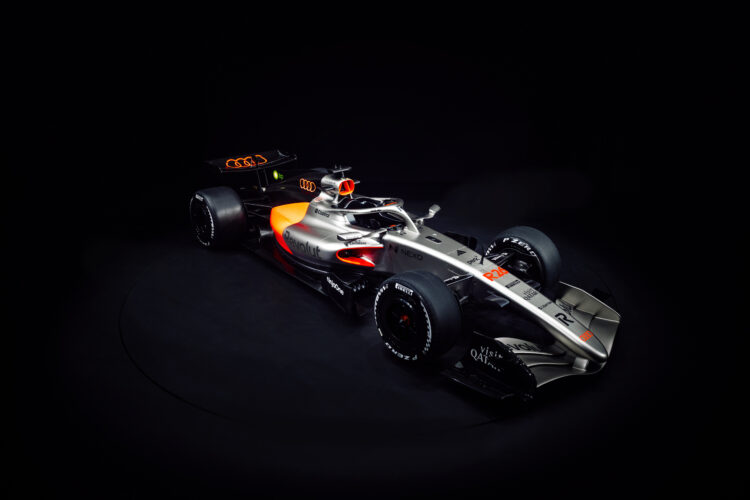 Studio shot of Audi's 2026 F1 car