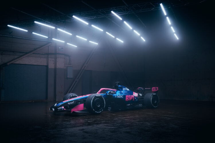 Angled shot of the Alpine A526 inside a warehouse