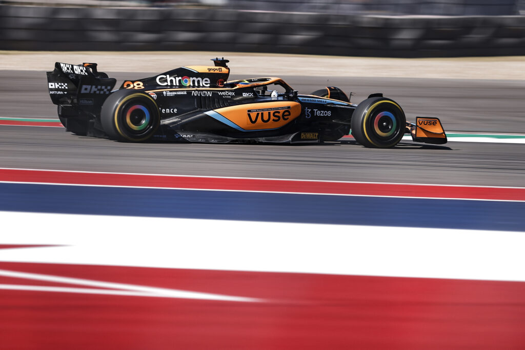 Alex Palou drives for McLaren during practice at the 2022 United States Grand Prix