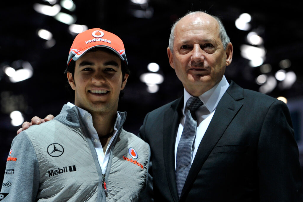 Sergio Perez and Ron Dennis during the 2013 Geneva Auto Show