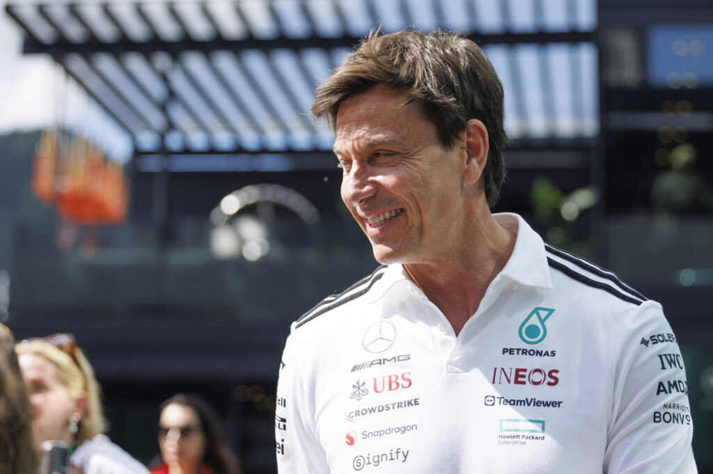 Mercedes team principal Toto Wolff in the paddock at the 2025 Formula 1 Austrian Grand Prix