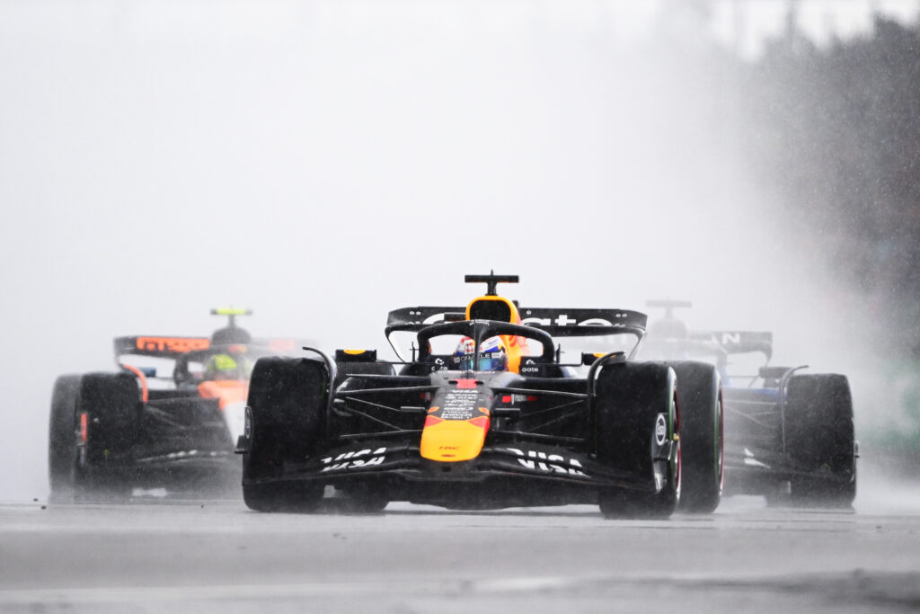 Red Bull driver Max Verstappen on track during the 2025 F1 British Grand Prix at Silverstone