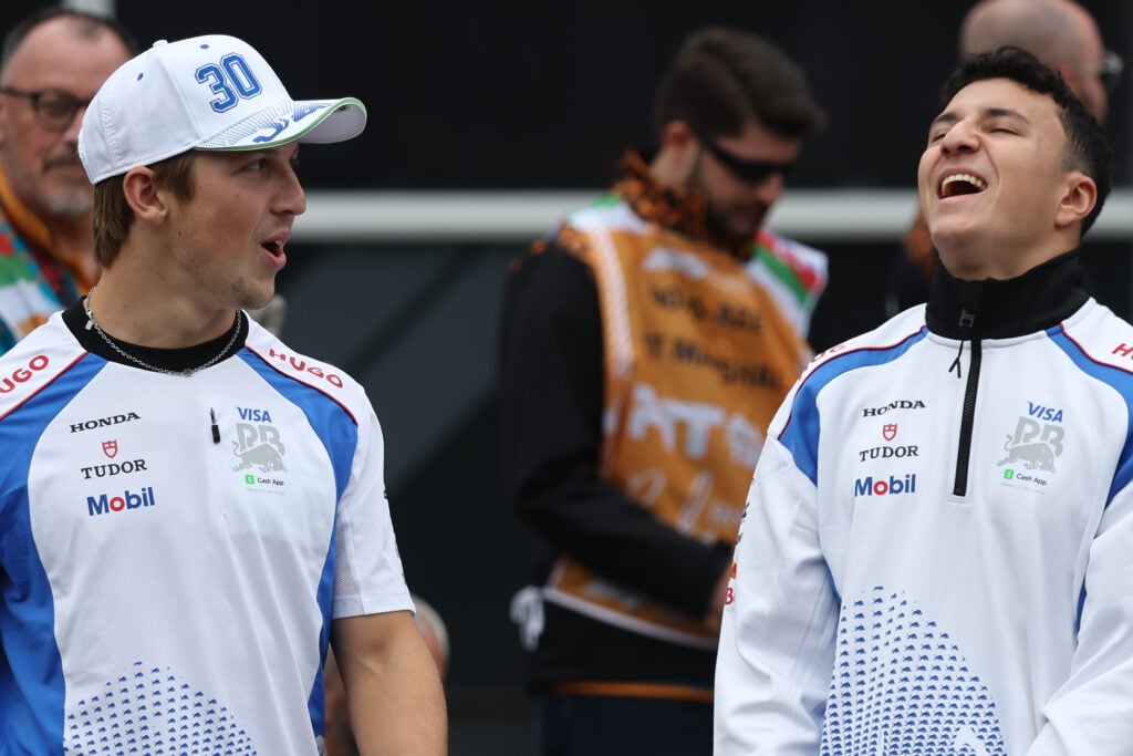 Racing Bulls drivers Liam Lawson and Isack Hadjar at the 2025 Formula 1 Azerbaijan Grand Prix