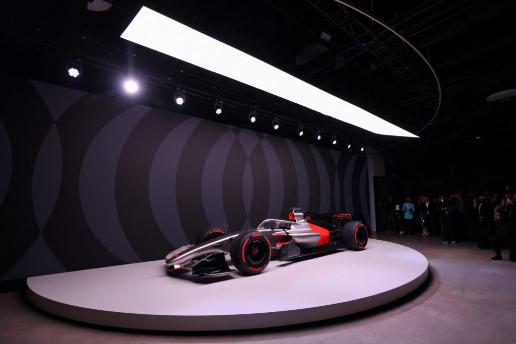 Audi's concept 2026 Formula 1 car at the factory