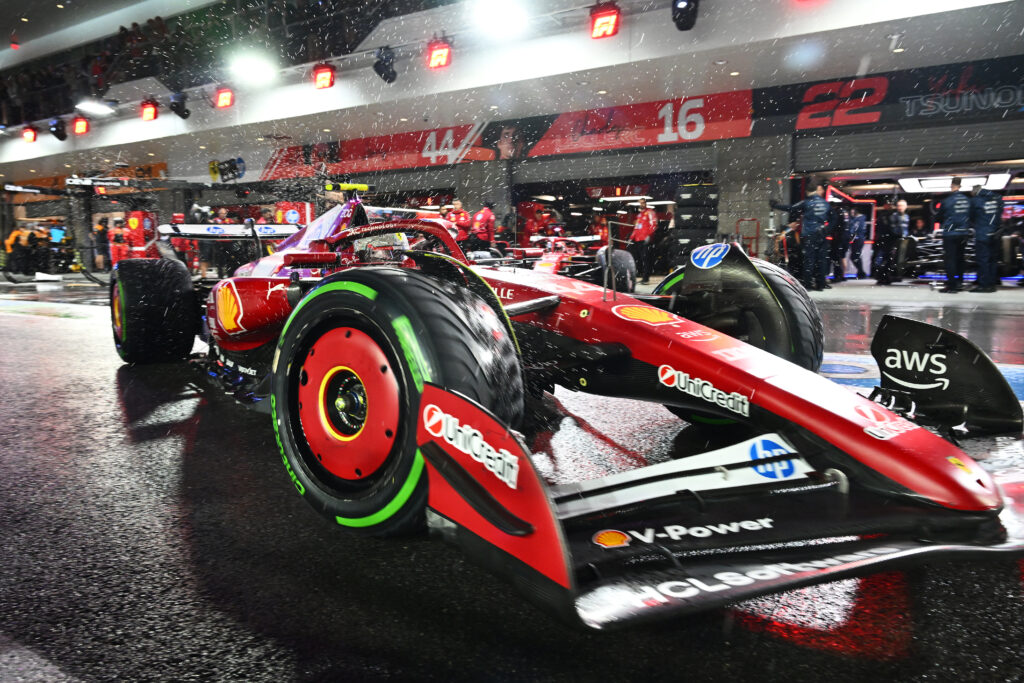 Ferrari driver Lewis Hamilton in the pit lane at the 2025 Formula 1 Las Vegas Grand Prix