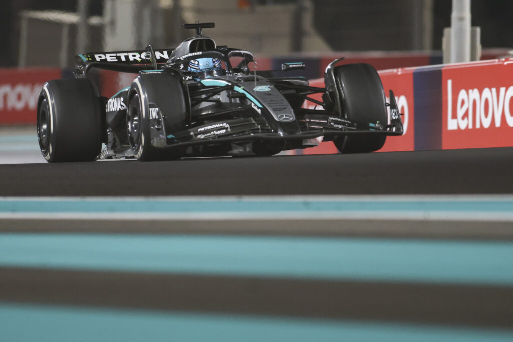 Mercedes driver George Russell on track during the 2025 F1 Abu Dhabi Grand Prix
