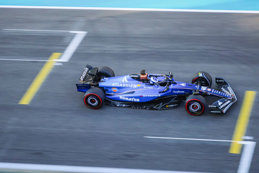Luke Browning drives the Williams FW47 during the 2025 Abu Dhabi post-season test
