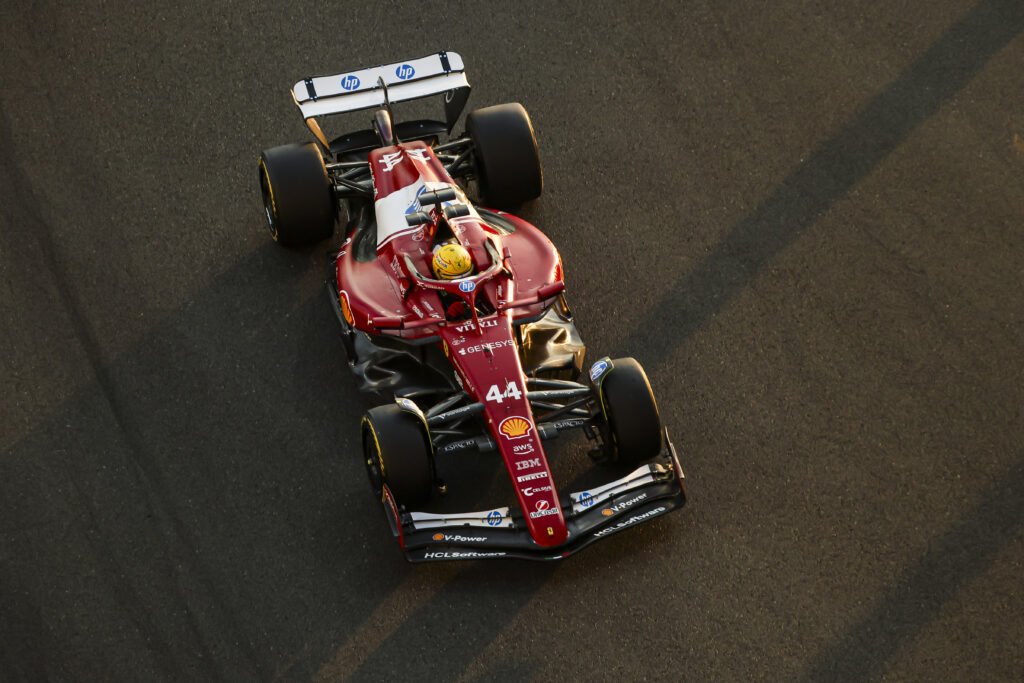 Ferrari driver Lewis Hamilton taking part in post-season testing in Abu Dhabi in 2025