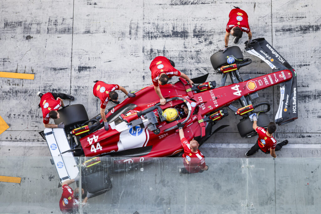Ferrari driver Lewis Hamilton in the pit lane during the 2025 F1 post-season Abu Dhabi test