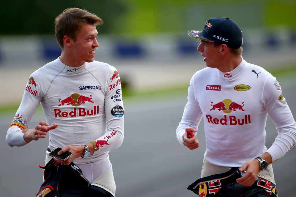 Max Verstappen of Red Bull and Daniil Kvyat of Toro Rosso ahead of the 2016 Austrian Grand Prix