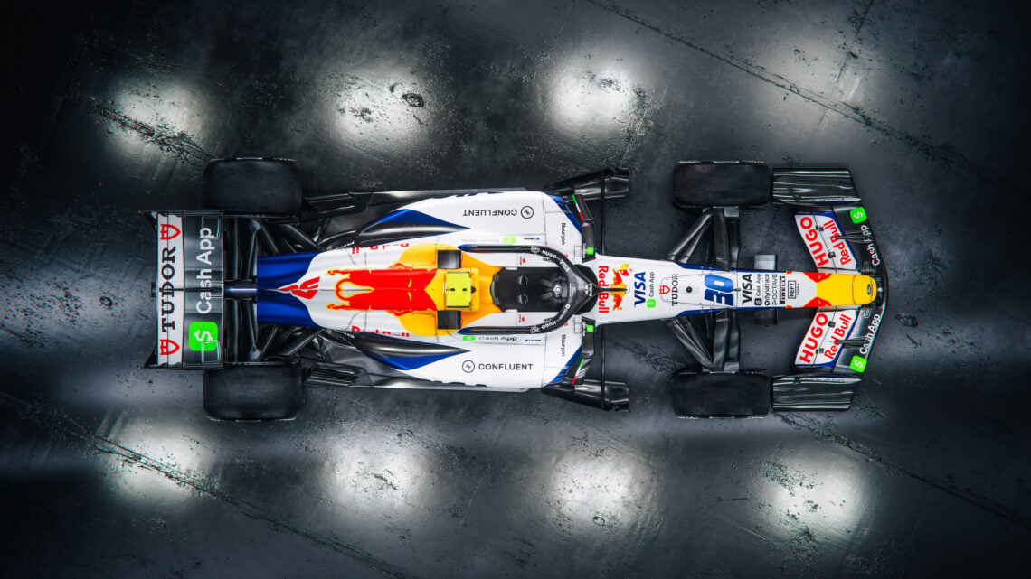 Birds-eye view of the 2026 Racing Bulls F1 livery