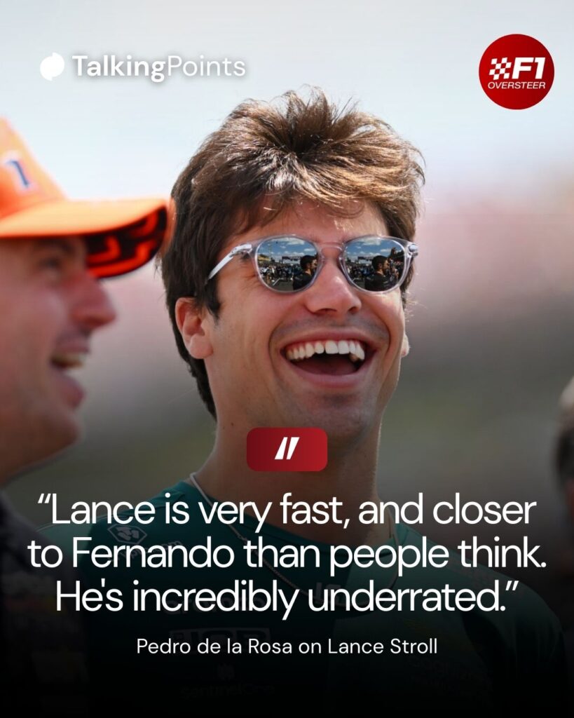 Lance Stroll laughing alongside fellow F1 driver Max Verstappen