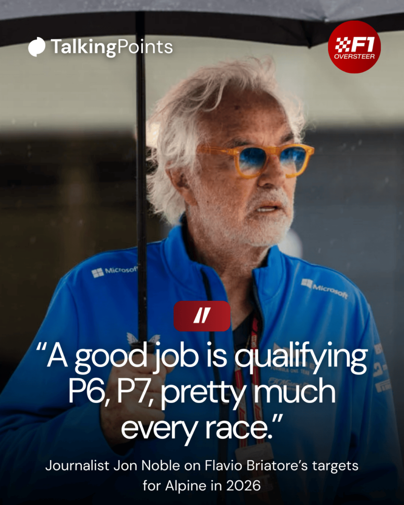 Flavio Briatore of Alpine shelters under an umbrellla at the British Grand Prix