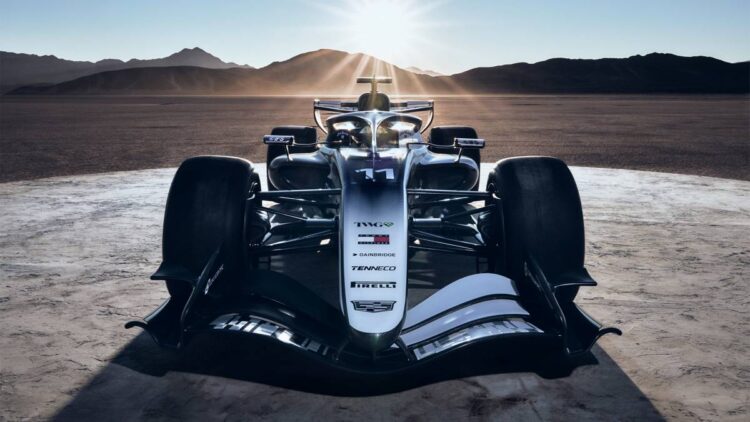 Front shot of the 2026 Cadillac Formula 1 car