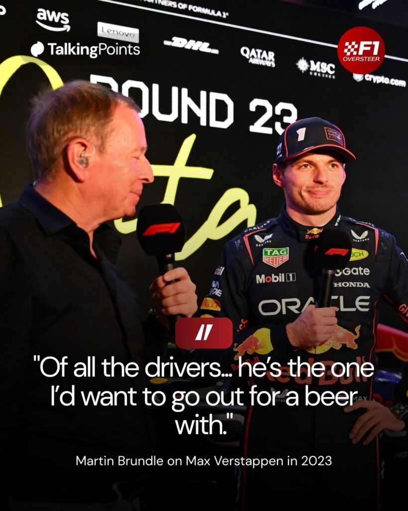Martin Brundle interviews Max Verstappen of Red Bull in parc ferme at the Singapore GP