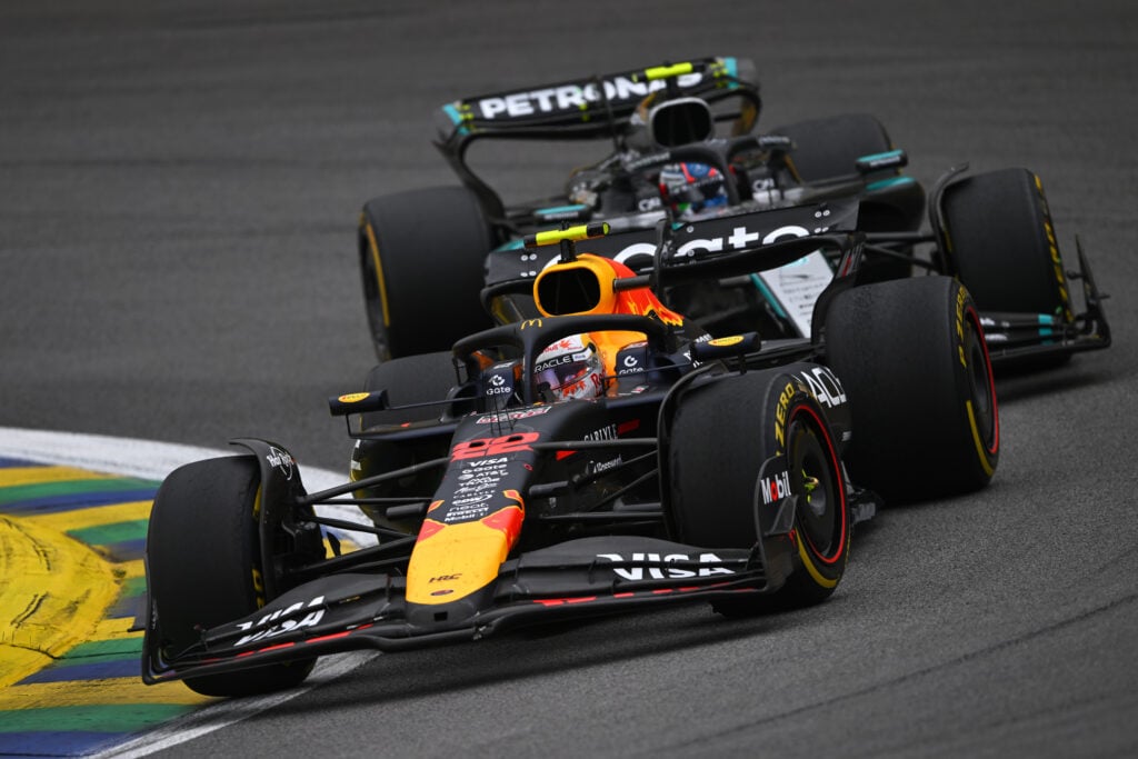 Yuki Tsunoda and Kimi Antonelli at the F1 Grand Prix of Brazil