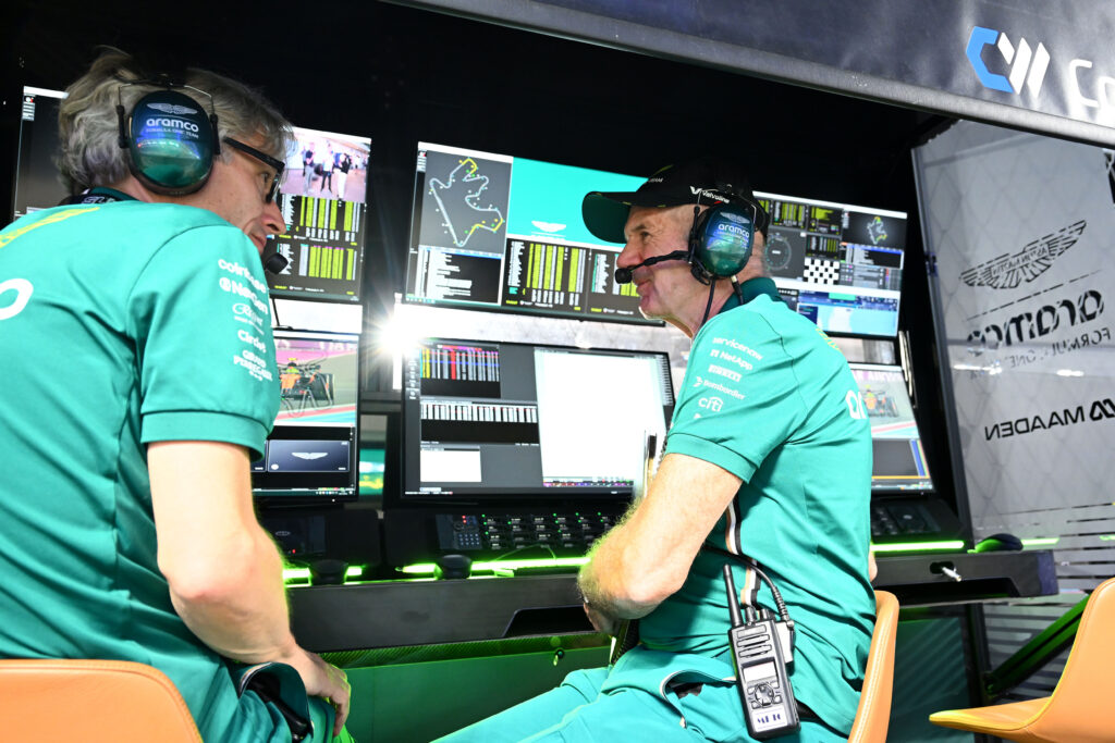 Aston Martin team principal Adrian Newey sitting on the pit wall at the 2025 Formula 1 Qatar Grand Prix