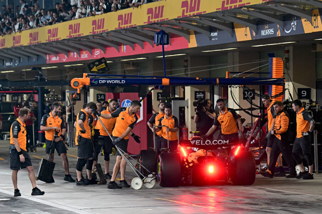 McLaren driver Lando Norris returning to the garage at the 2025 Formula 1 Abu Dhabi Grand Prix