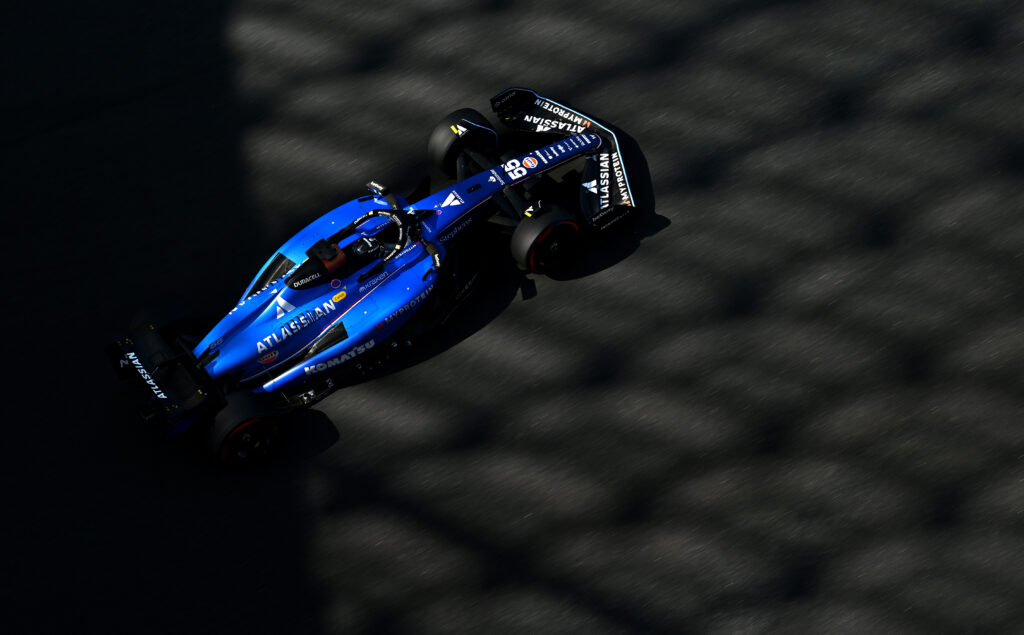 Carlos Sainz drives the Williams FW48 during the 2025 Abu Dhabi post-season test