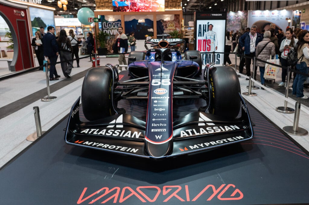 A Formula 1 car of Atlassian Williams Racing seen at the Madring