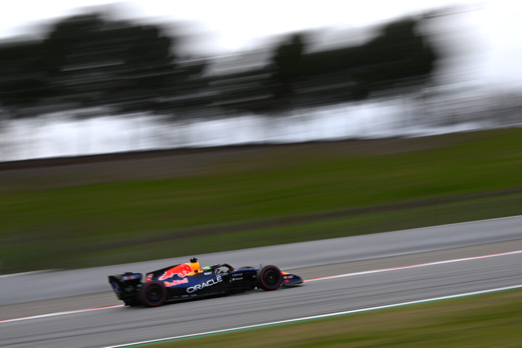 Red Bull driver Isack Hadjar taking part in the 2026 Barcelona shakedown