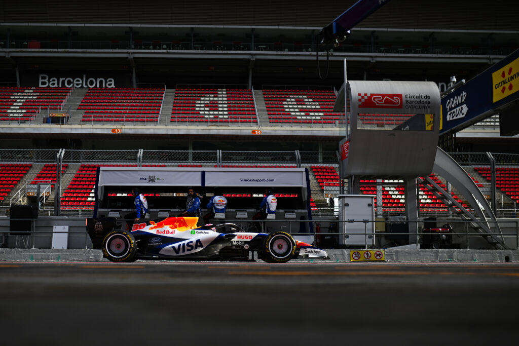 Racing Bulls driver Liam Lawson at the Formula 1 Shakedown in Barcelona - Day 1