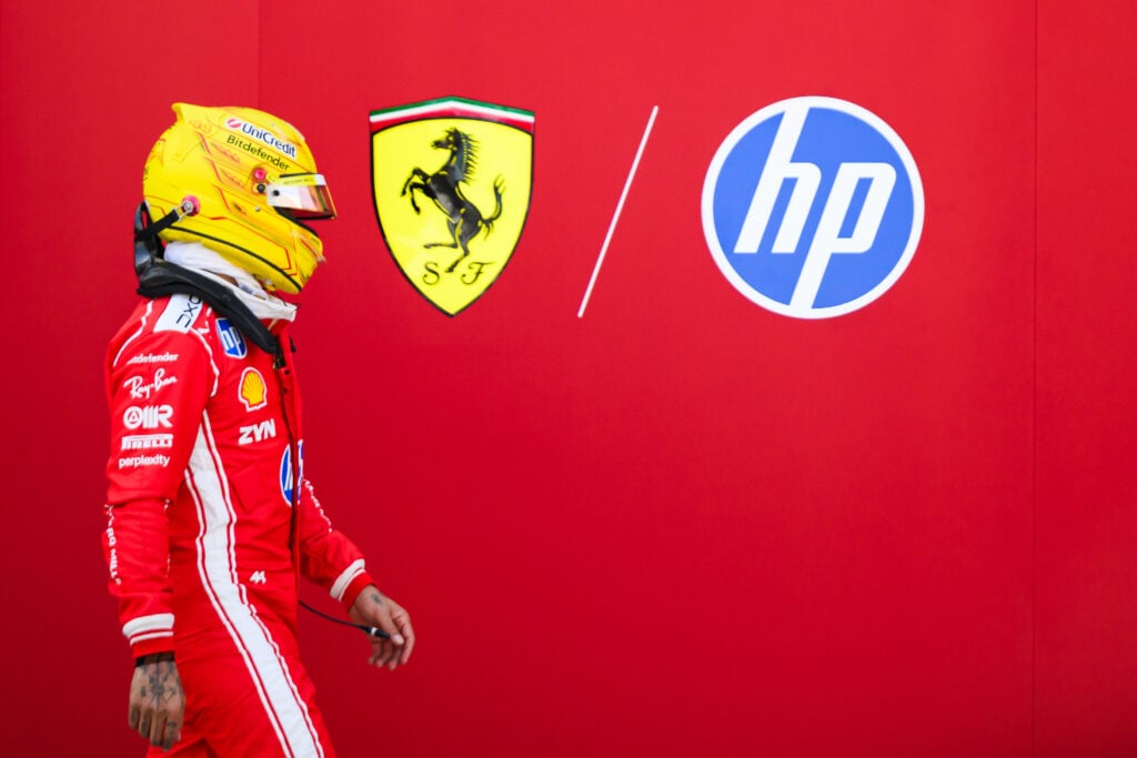 Ferrari driver Lewis Hamilton walking in the paddock at Formula 1 Testing in Bahrain - Day 1