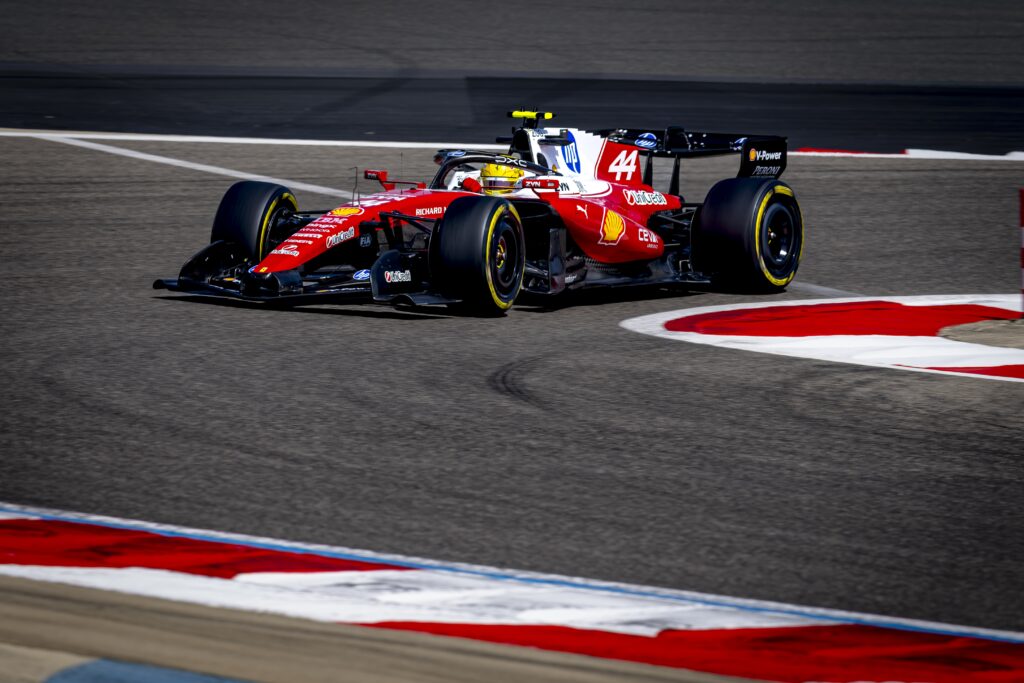 Ferrari driver Lewis Hamilton during Day 1 Testing in Bahrain