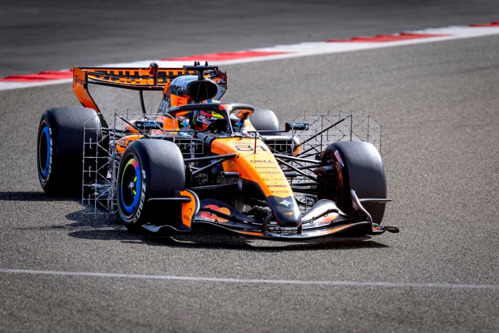 McLaren driver Oscar Piastri driving at the 2026 pre-season test in Bahrain