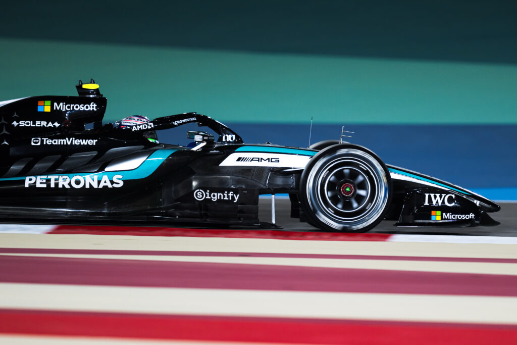 Mercedes driver Kimi Antonelli taking part in testing in Bahrain