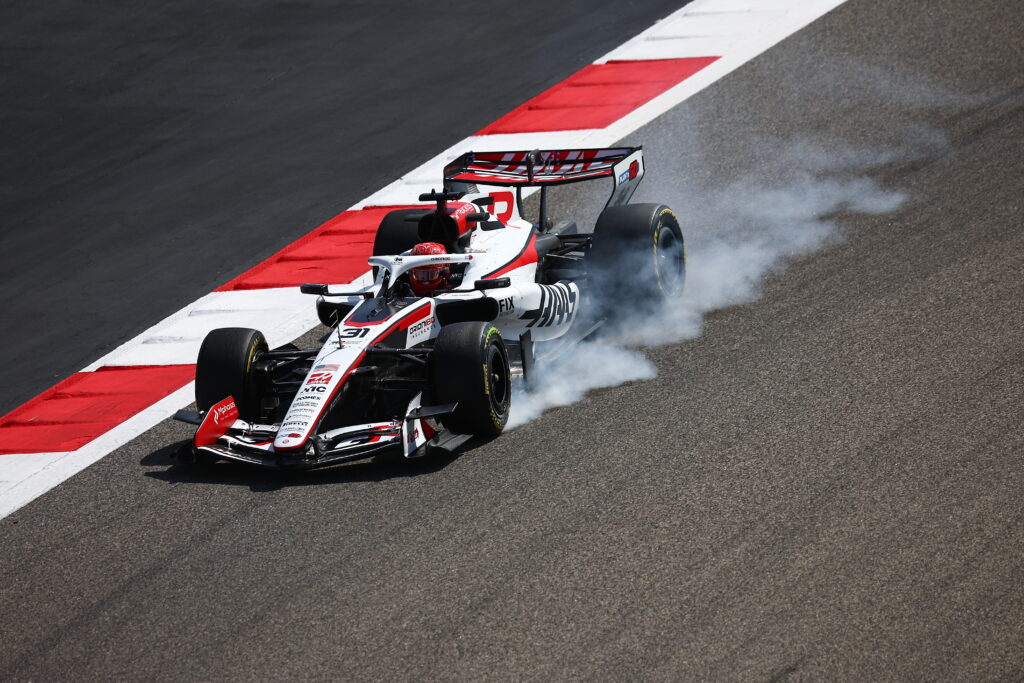 Esteban Ocon drives the Haas VF026 during the 2026 F1 Bahrain test