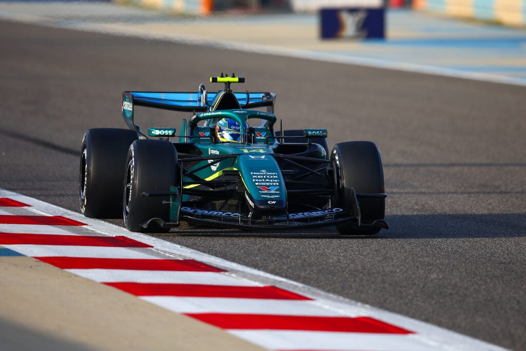 Aston Martin driver Fernando Alonso at the Formula 1 Testing in Bahrain - Day 2