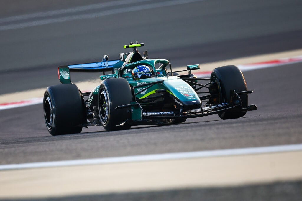 Aston Martin driver Fernando Alonso taking part in pre-season testing in Bahrain