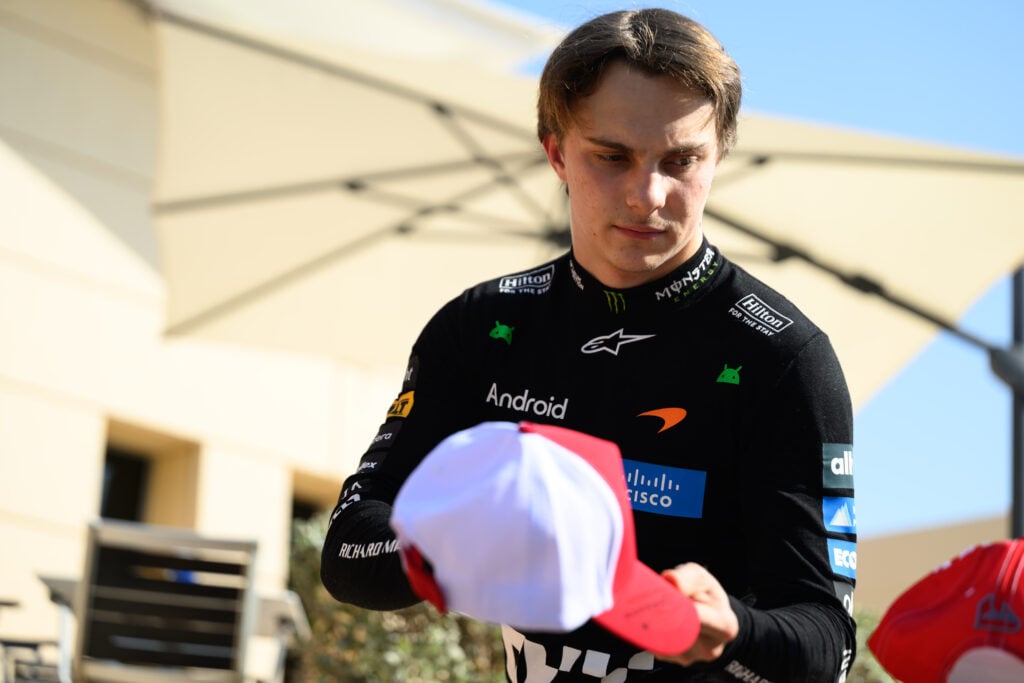 Oscar Piastri of the McLaren Formula 1 Team participates in Formula 1 Pre-Season Testing 1 on Testing Day 3 in Sakhir, Bahrain, on February 13, 2026.